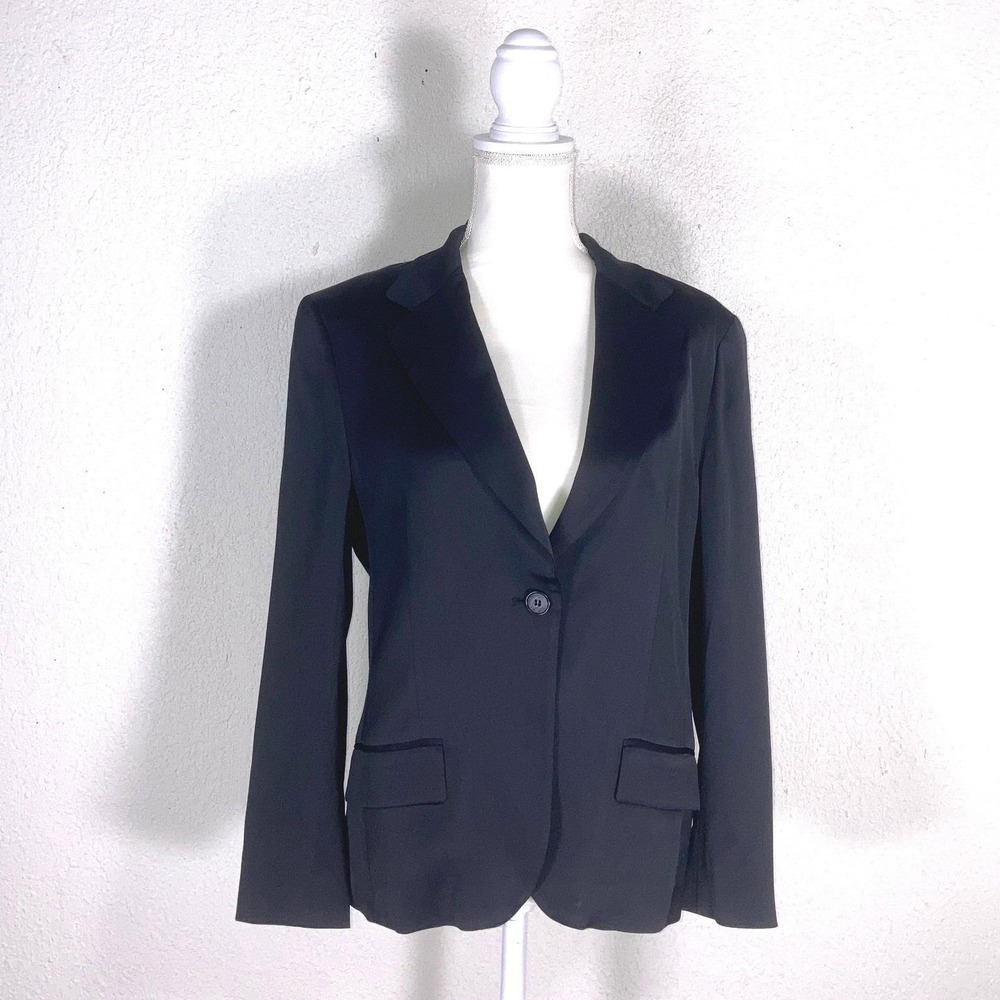 Theory Black Blazer - 12 - Bergdorf Goodman Viscose Tailored Minimalist Luxury